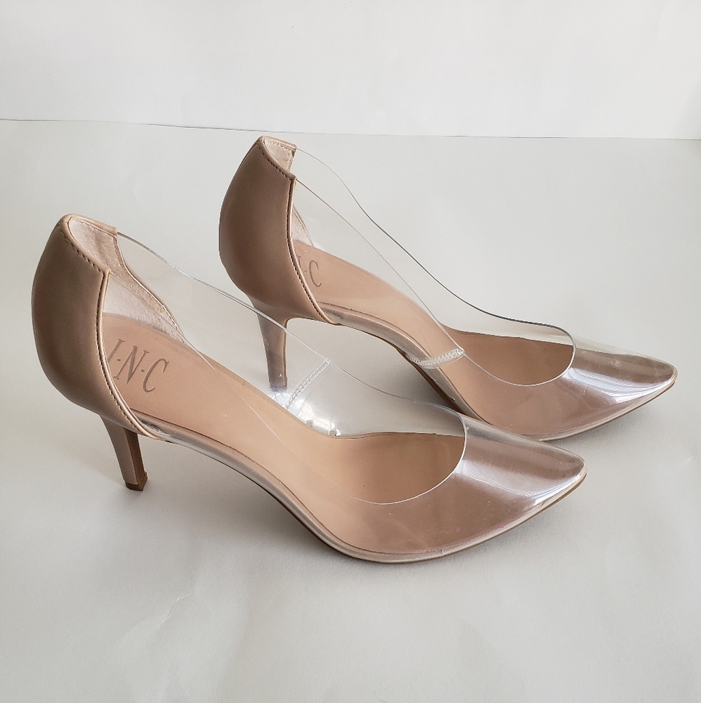 INC International Concepts Women's Zitah Pointed Toe Pumps Clear-Vinyl